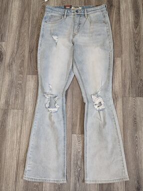 NWT Rock & Roll Denim Women's Light Wash Distressed Bootcut Jeans 31 X 32